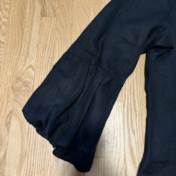 Tracy M | 100% Linen 3/4 Sleeve Length Puffy Elastic Wrist Band Button Up Shirt - Picture 4 of 6